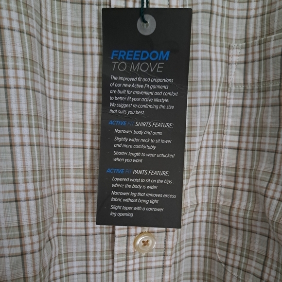 ORVIS Active Fit check shirt oatmeal green brown neutral cotton button down M - Picture 5 of 9